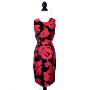 Per Se By Carlisle Silk Blend Floral Rose Print Sleeveless Sheath Dress Size 4
